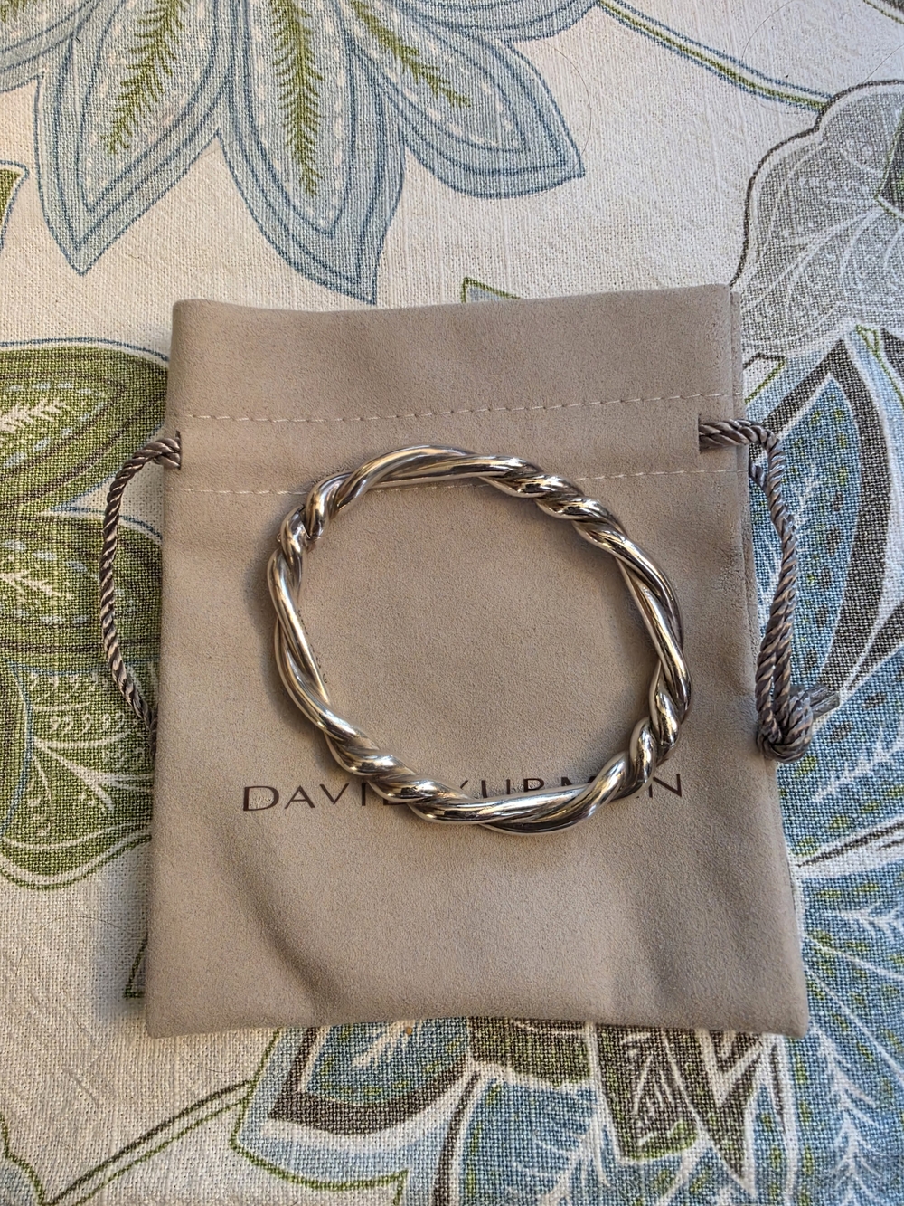 David Yurman Silver Twisted Cable Bangle Bracelet